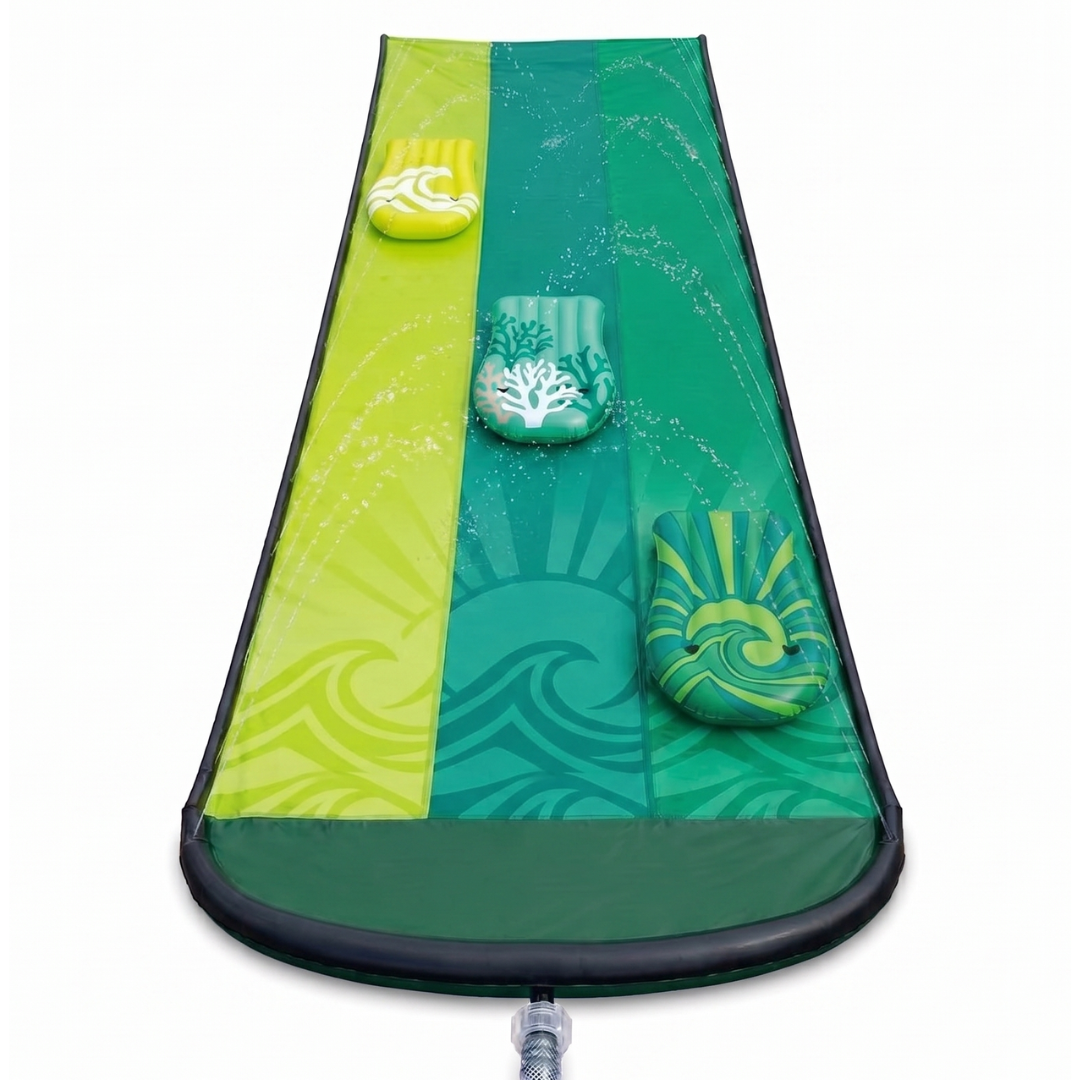 20 ft Triple Lane Backyard Water Slide with 3 Bodyboards Set