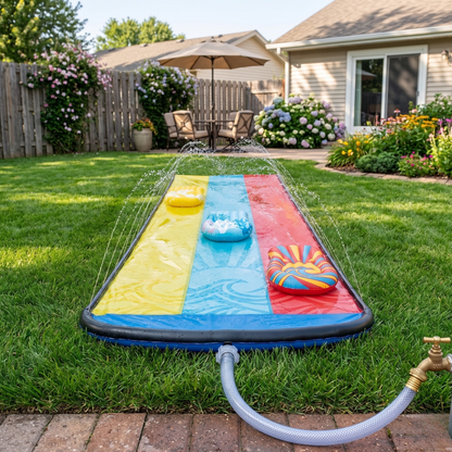 20 ft Triple Lane Backyard Water Slide with 3 Bodyboards Set