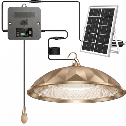 2000LM Solar Pendant Light with Pull String and 3 Lighting Modes