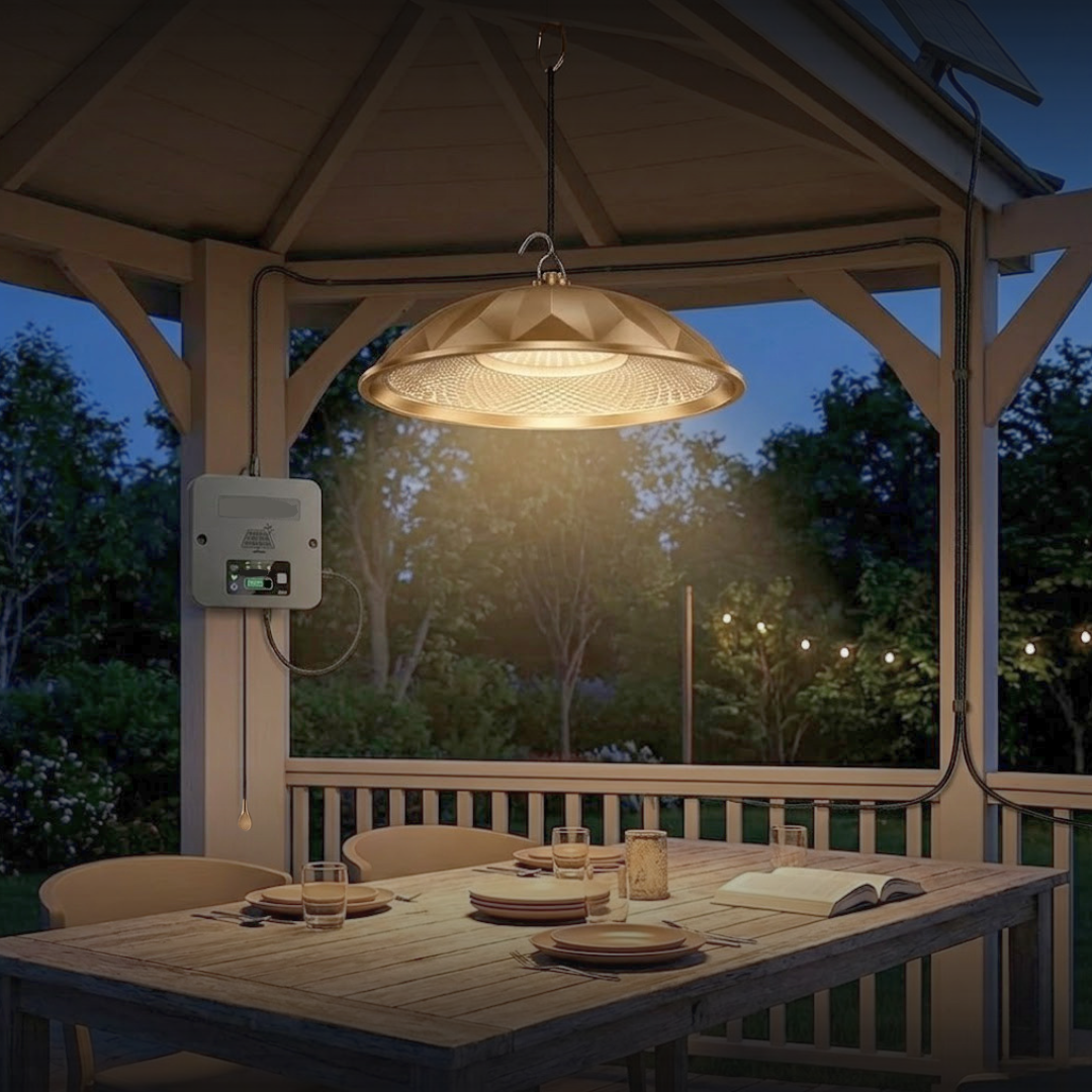 2000LM Solar Pendant Light with Pull String and 3 Lighting Modes