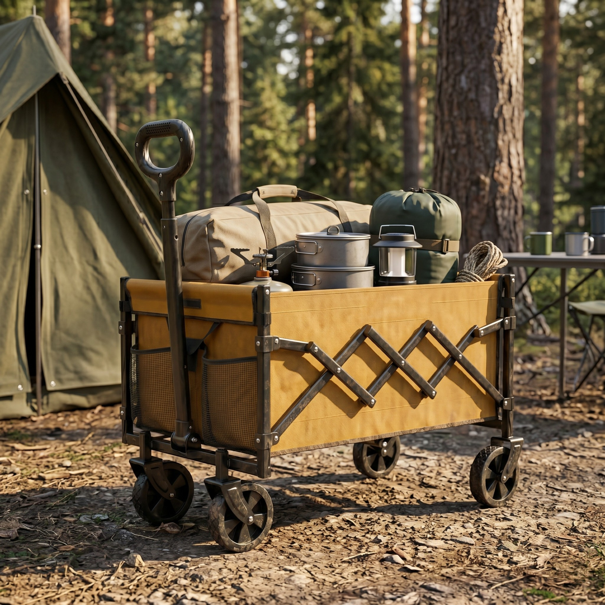 220 lb Capacity Wagon Cart with Adjustable Handle Motion System