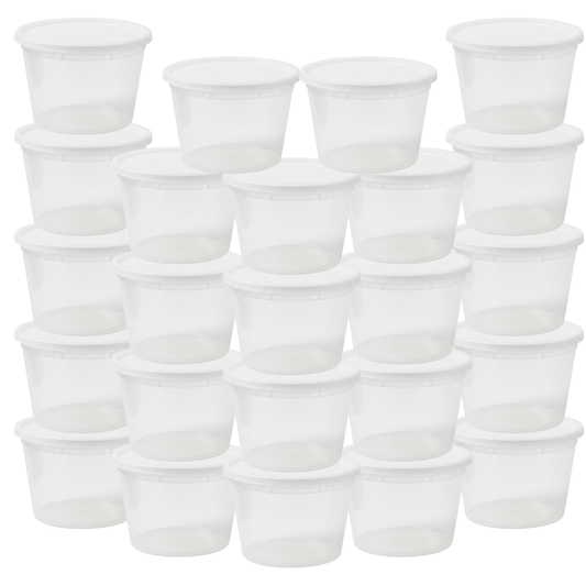 24 Pack Reusable Plastic Food Storage Containers with Snap-on Lids