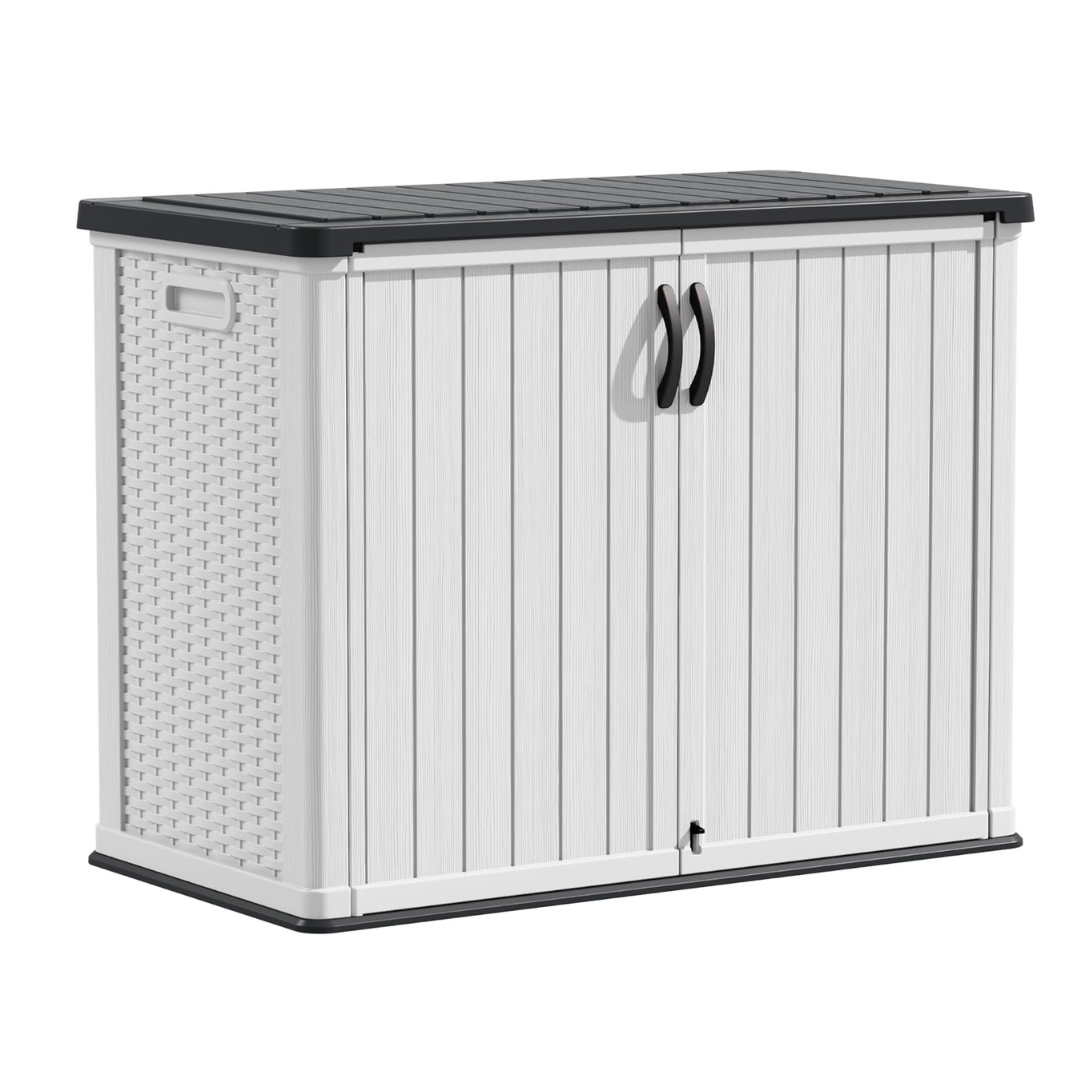 26 Cu Ft Outdoor Storage Cabinet Water-Resistant Lockable Resin