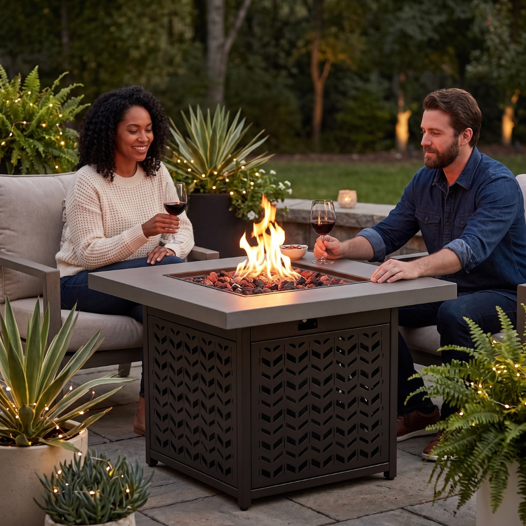 28 Inches Propane Fire Pit Table 50000 BTU Steel Gas Fire Pit