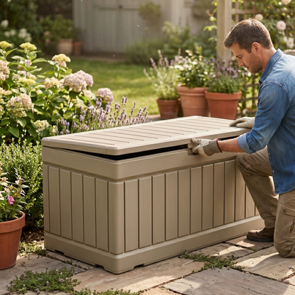 295L Deck Storage Box Resin Build with Hydraulic Flip Lid System