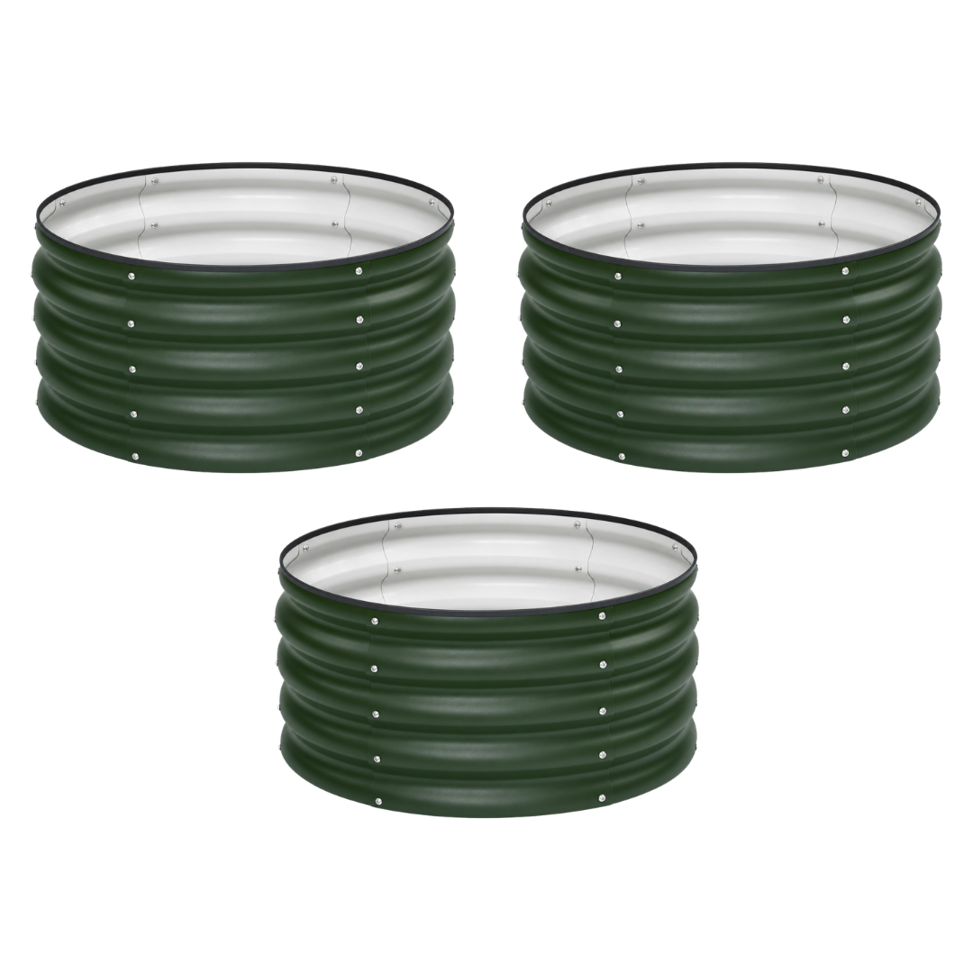 3 Pack Round Galvanized Raised Garden Bed Kit 24 x 12 Inch