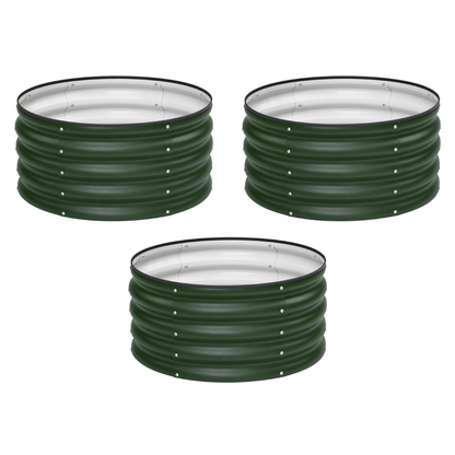 3 Pack Round Galvanized Raised Garden Bed Kit 24 x 12 Inch