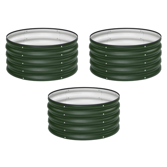 3 Pack Round Galvanized Raised Garden Bed Kit 24 x 12 Inch