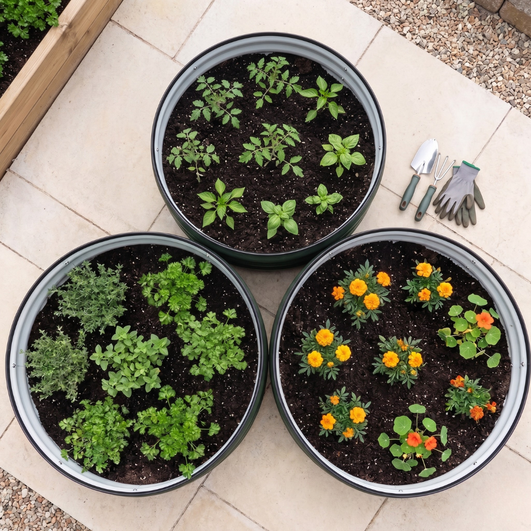 3 Pack Round Galvanized Raised Garden Bed Kit 24 x 12 Inch