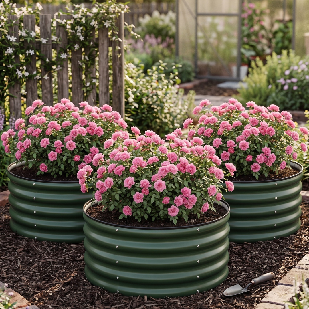 3 Pack Round Galvanized Raised Garden Bed Kit 24 x 12 Inch
