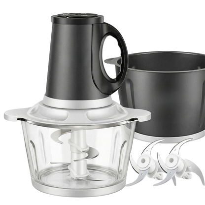 300W Dual 8-Cup Bowl Electric Food Processor with 3-Speed Control