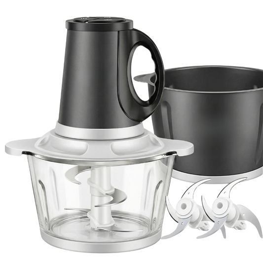 300W Dual 8-Cup Bowl Electric Food Processor with 3-Speed Control