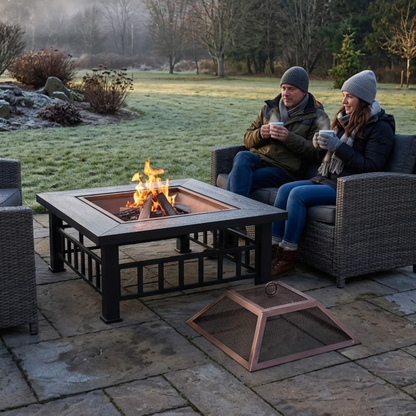 32 Inches Outdoor Fire Pit Table Metal Wood Burning Fire Bowl