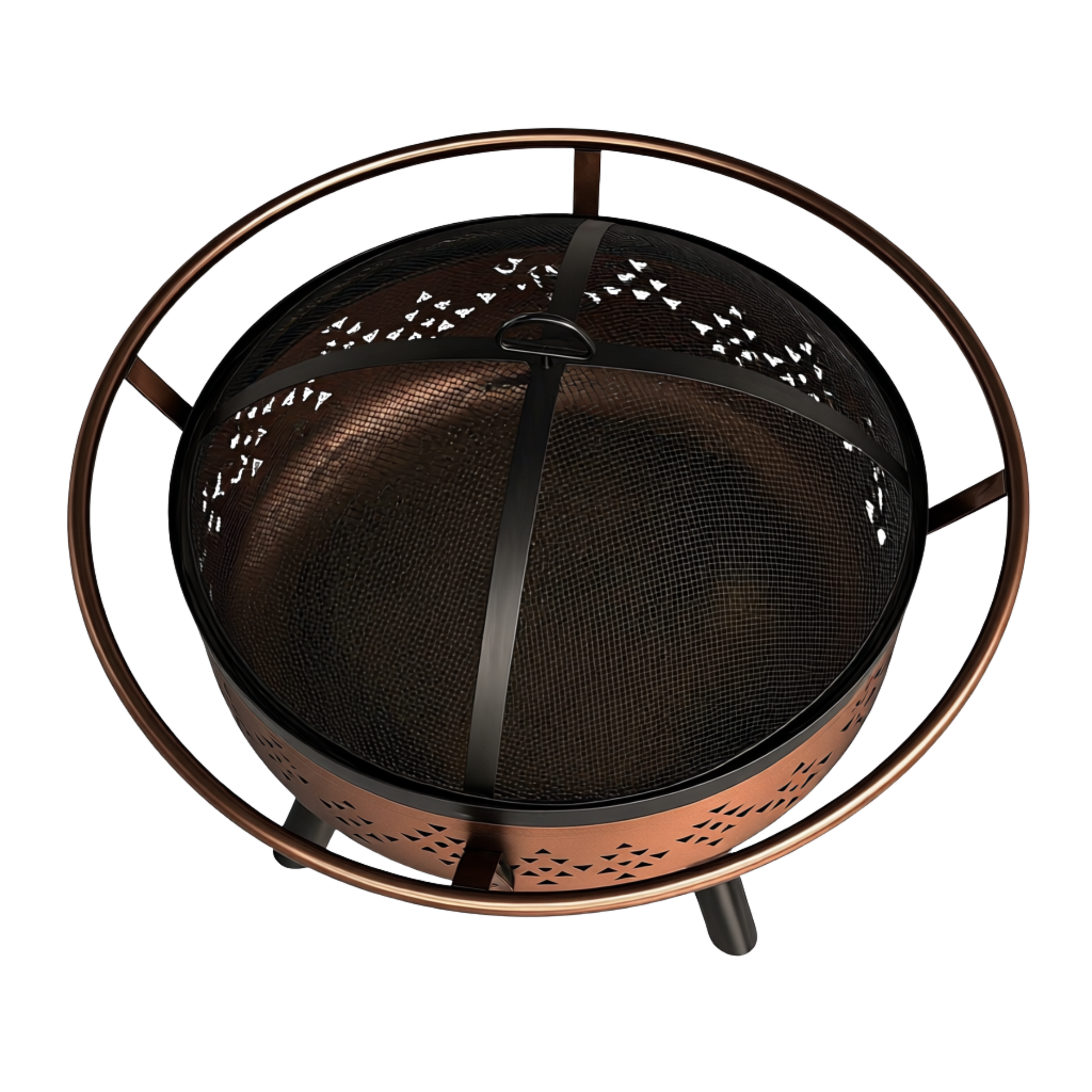 32 Inches Round Metal Wood Burning Fire Pit with Mesh Cover for Patio