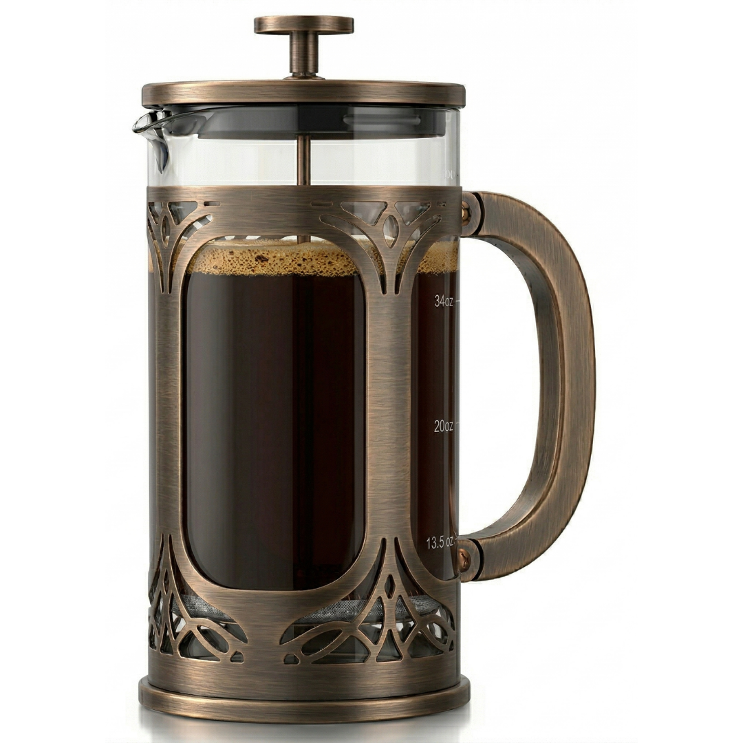 34oz Glass French Press Coffee Brewer with Stainless Steel Filter