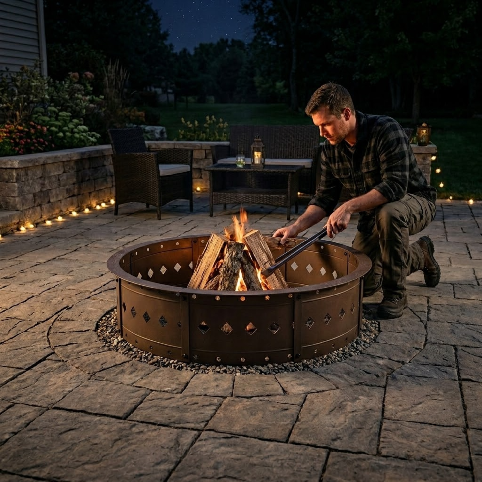 36 Inches Fire Pit Ring Steel Outdoor Wood Burning Fire Ring