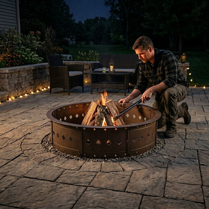 36 Inches Fire Pit Ring Steel Outdoor Wood Burning Fire Ring