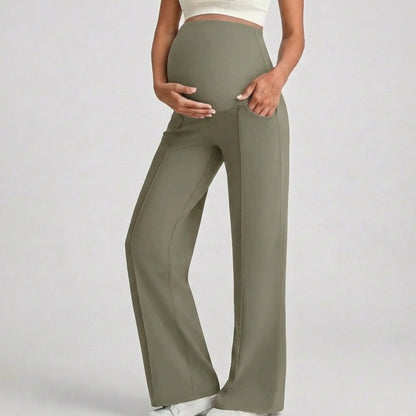 Cloud Flared Yoga Pants-Huggleo-Khaki-S