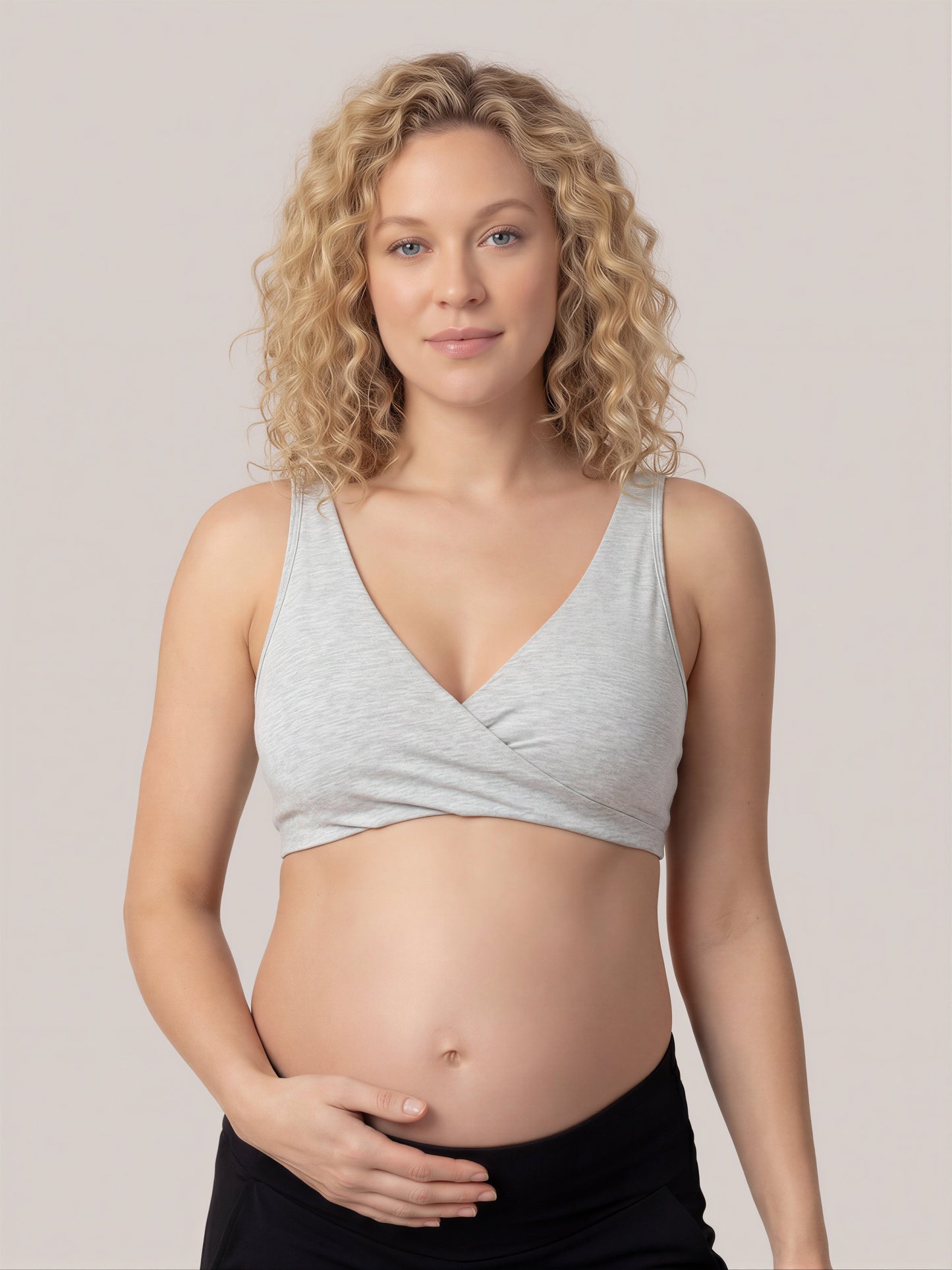 Soft Crossover Nursing Bra-Huggleo-Light Gray-M