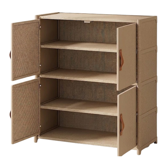 4-Tier Metal and Non-Woven Fabric Shoe Rack with Front Cover