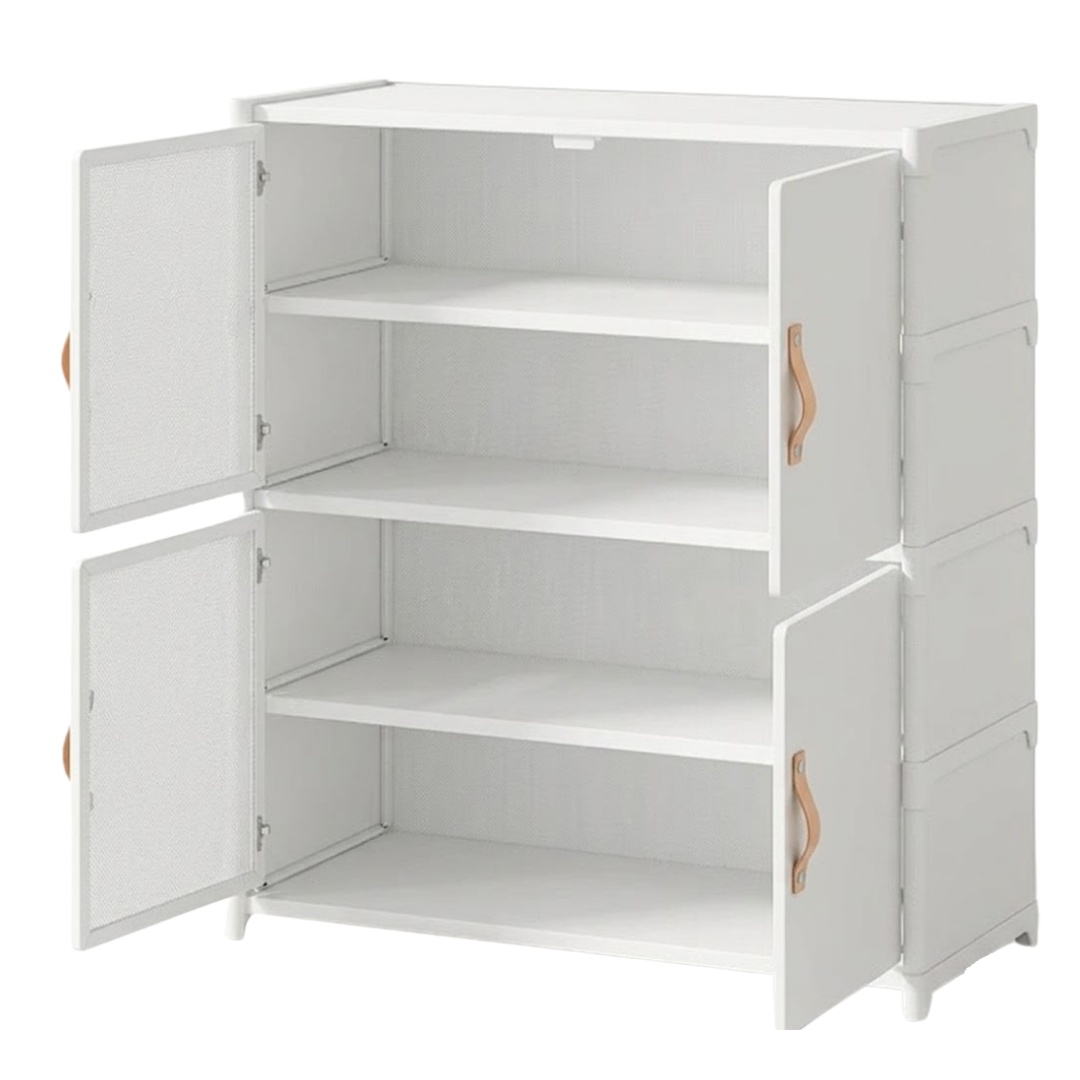4-Tier Metal and Non-Woven Fabric Shoe Rack with Front Cover