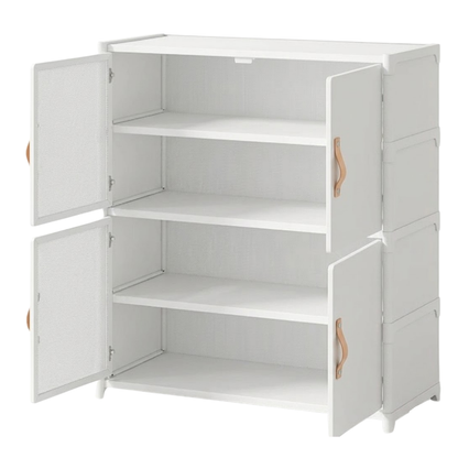4-Tier Metal and Non-Woven Fabric Shoe Rack with Front Cover