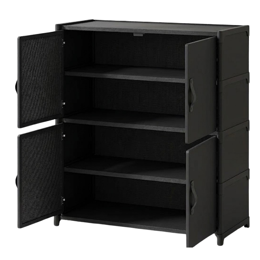 4-Tier Metal and Non-Woven Fabric Shoe Rack with Front Cover