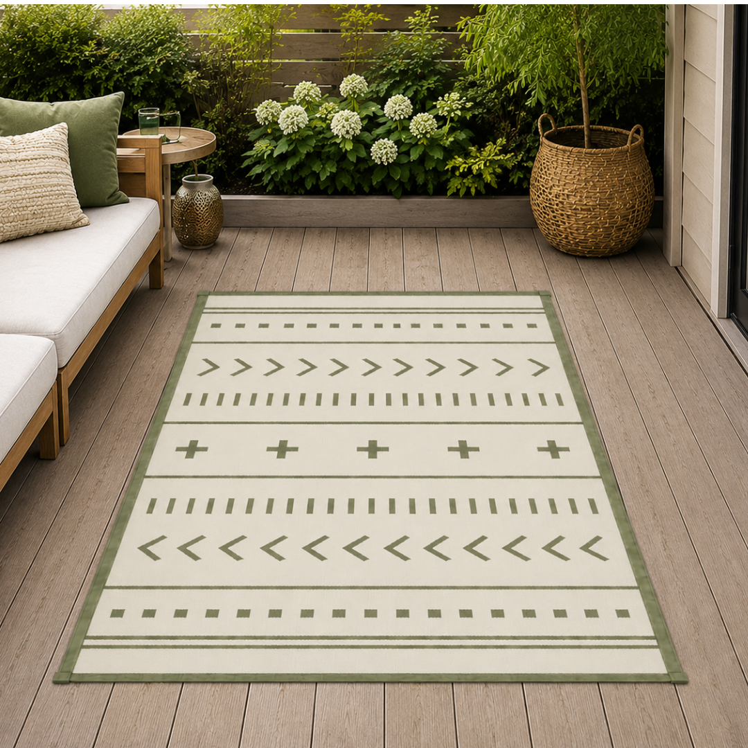 4 x 6 ft Reversible Water-Resistant Outdoor Rug for Patio and RV