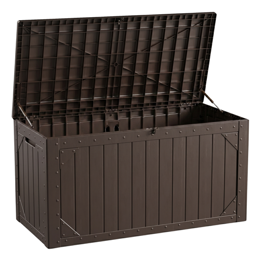 420 L Garden Storage Box, Resin Deck, Chest Lockable Flip Lid