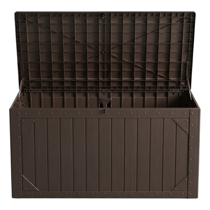 420 L Garden Storage Box, Resin Deck, Chest Lockable Flip Lid