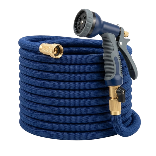 45 ft Stainless Steel Garden Hose with 10-Pattern Spray Nozzle