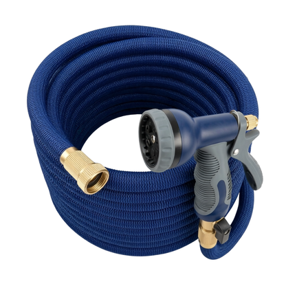 45 ft Stainless Steel Garden Hose with 10-Pattern Spray Nozzle