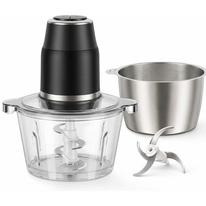 450W Electric Food Processor with 2 Bowls and Dual Speed Control