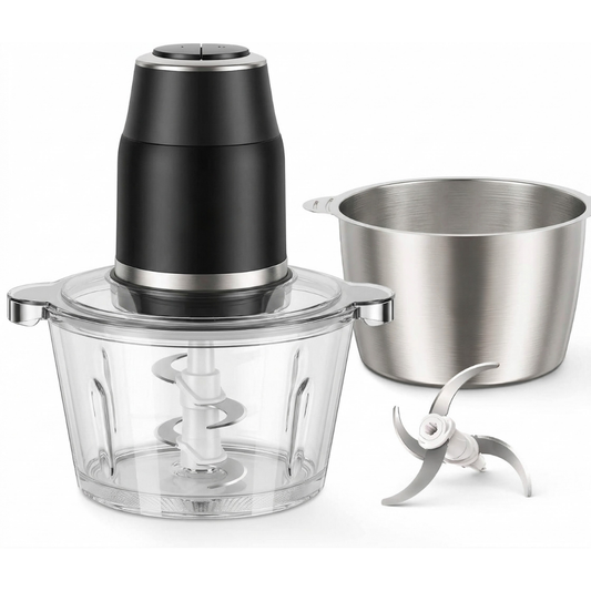 450W Electric Food Processor with 2 Bowls and Dual Speed Control