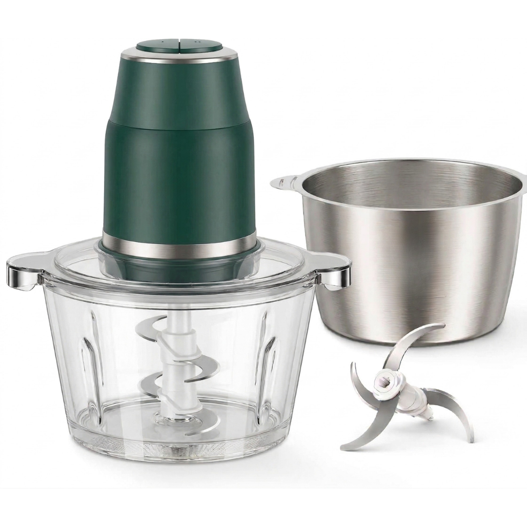 450W Electric Food Processor with 2 Bowls and Dual Speed Control