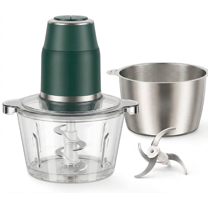 450W Electric Food Processor with 2 Bowls and Dual Speed Control