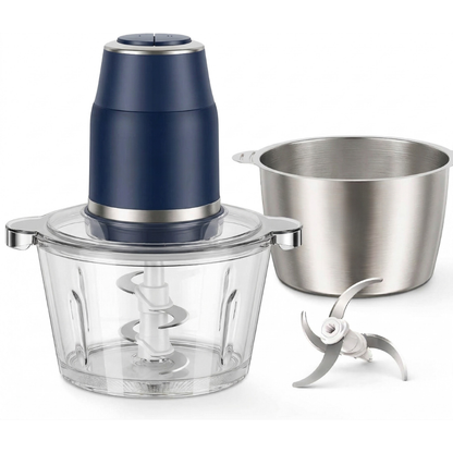 450W Electric Food Processor with 2 Bowls and Dual Speed Control