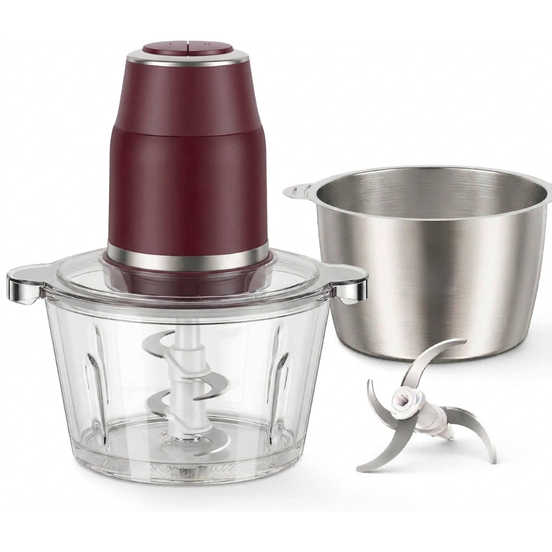 450W Electric Food Processor with 2 Bowls and Dual Speed Control