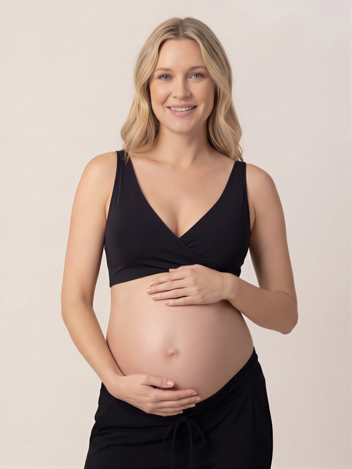 Soft Crossover Nursing Bra-Huggleo-Black-M