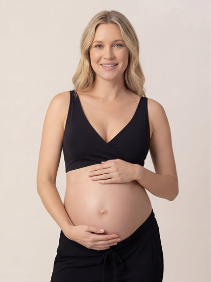 Soft Crossover Nursing Bra-Huggleo-Black-M