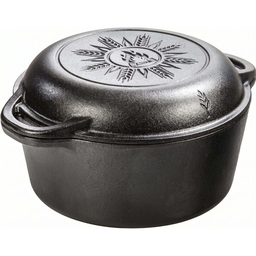 5 Quart Cast Iron Double Dutch Oven and Matching Skillet Lid Combo