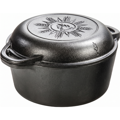 5 Quart Cast Iron Double Dutch Oven and Matching Skillet Lid Combo
