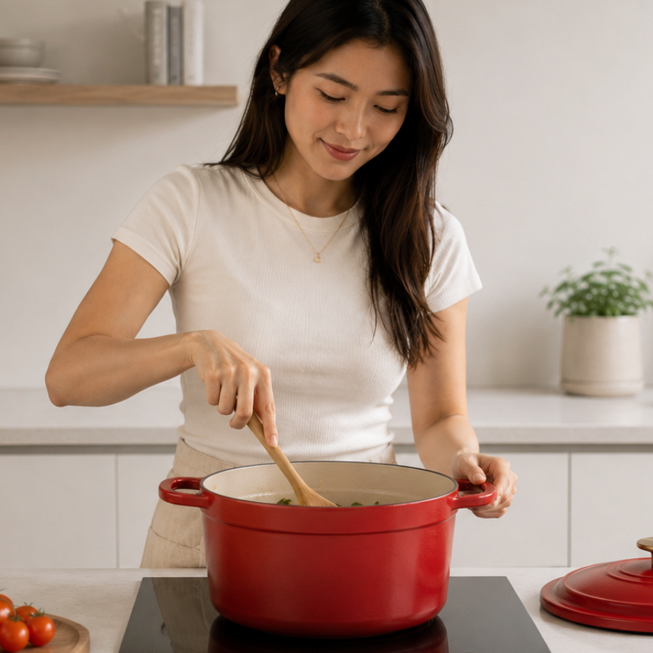 5 Quart Enameled Cast Iron Dutch Oven with Lid for Baking & Braising