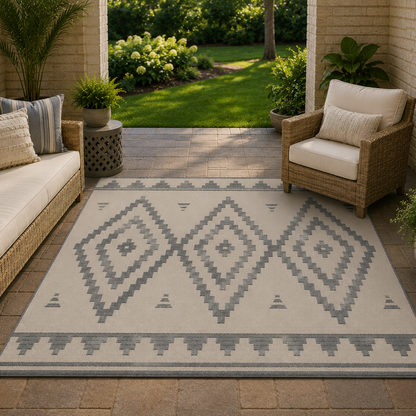 5 x 8 ft Reversible Woven Outdoor Rug for Patio, RV, Deck Use