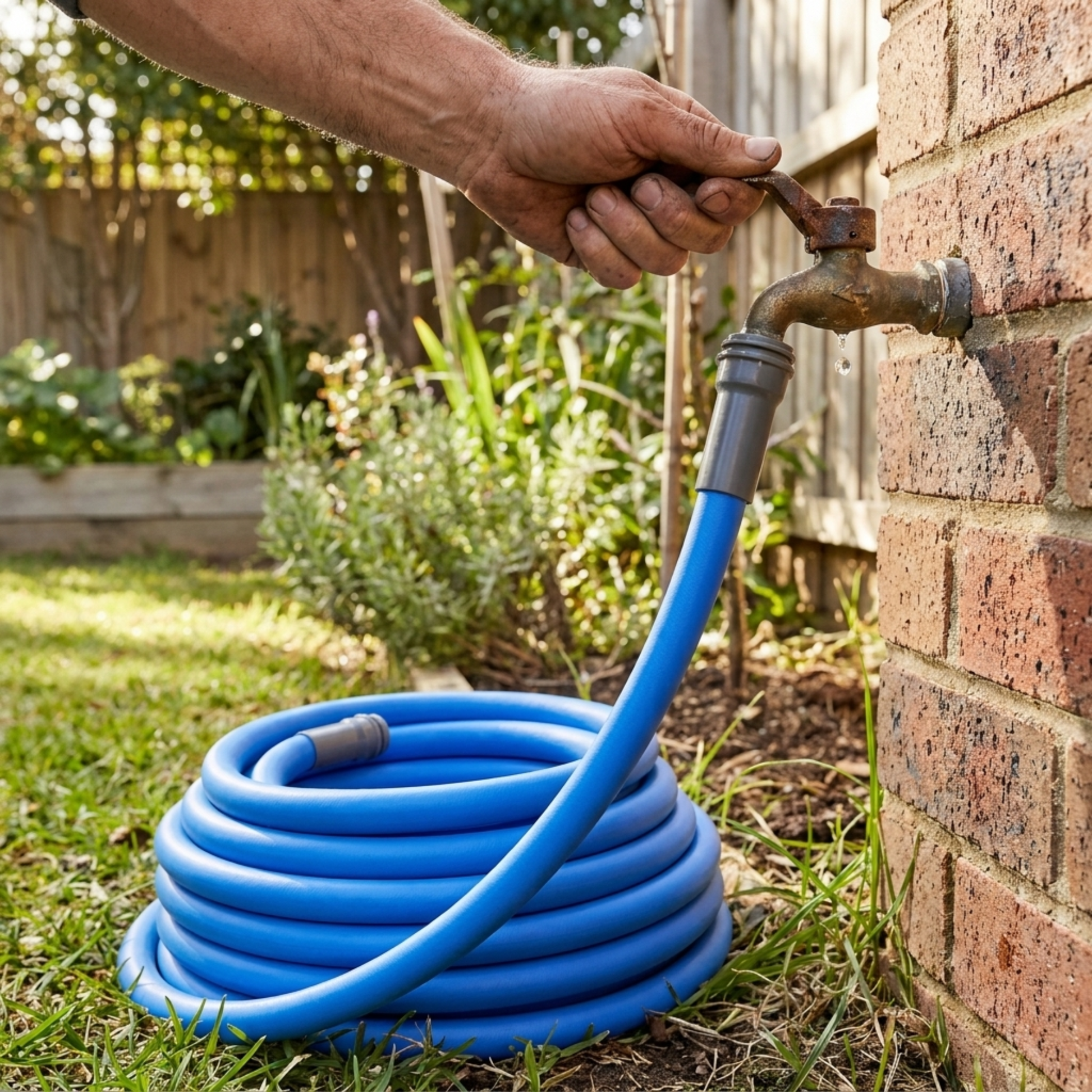 50 ft Hybrid Polymer Water Hose with Aluminum Fittings 150 PSI