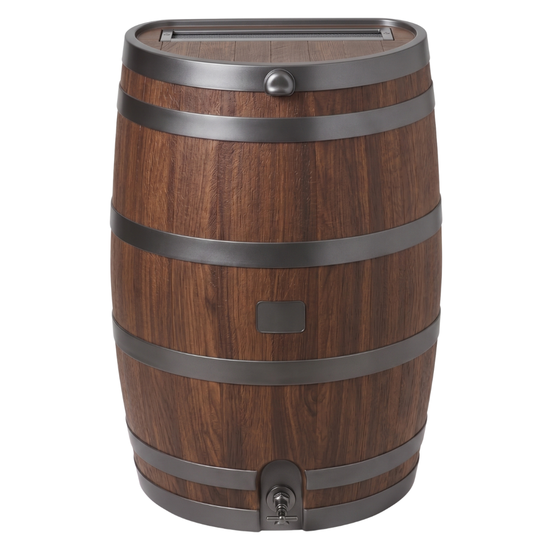50 Gallon Rain Barrel with Brass Spigot Flat Back Water Tank
