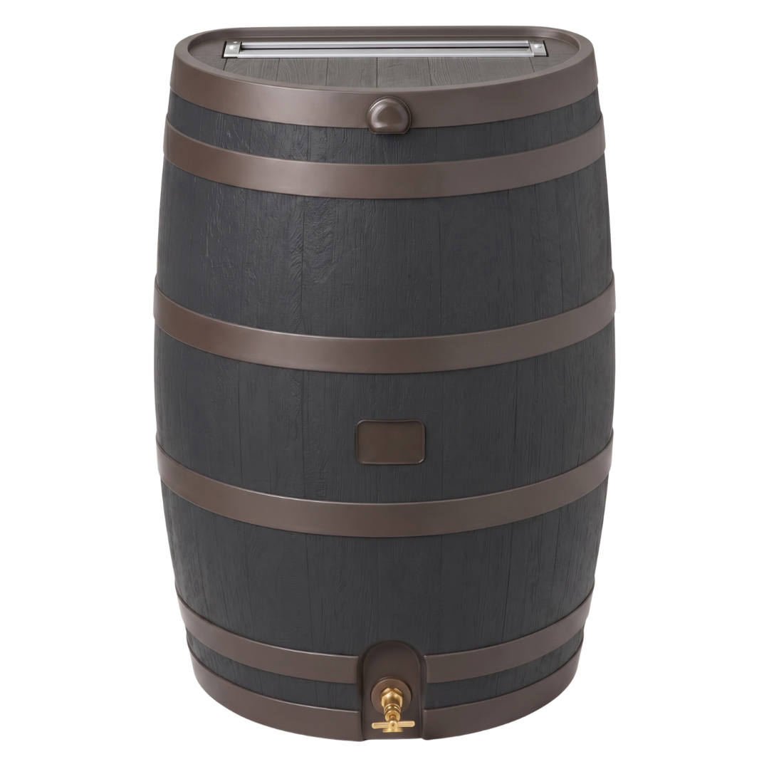 50 Gallon Rain Barrel with Brass Spigot Flat Back Water Tank