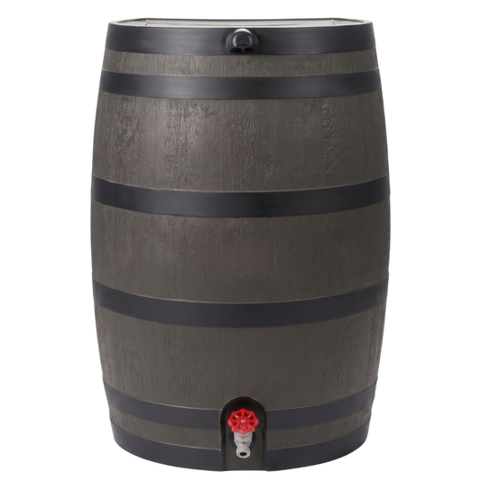 50 Gallon Rain Barrel with Flat Back, Spigot and Debris Screen