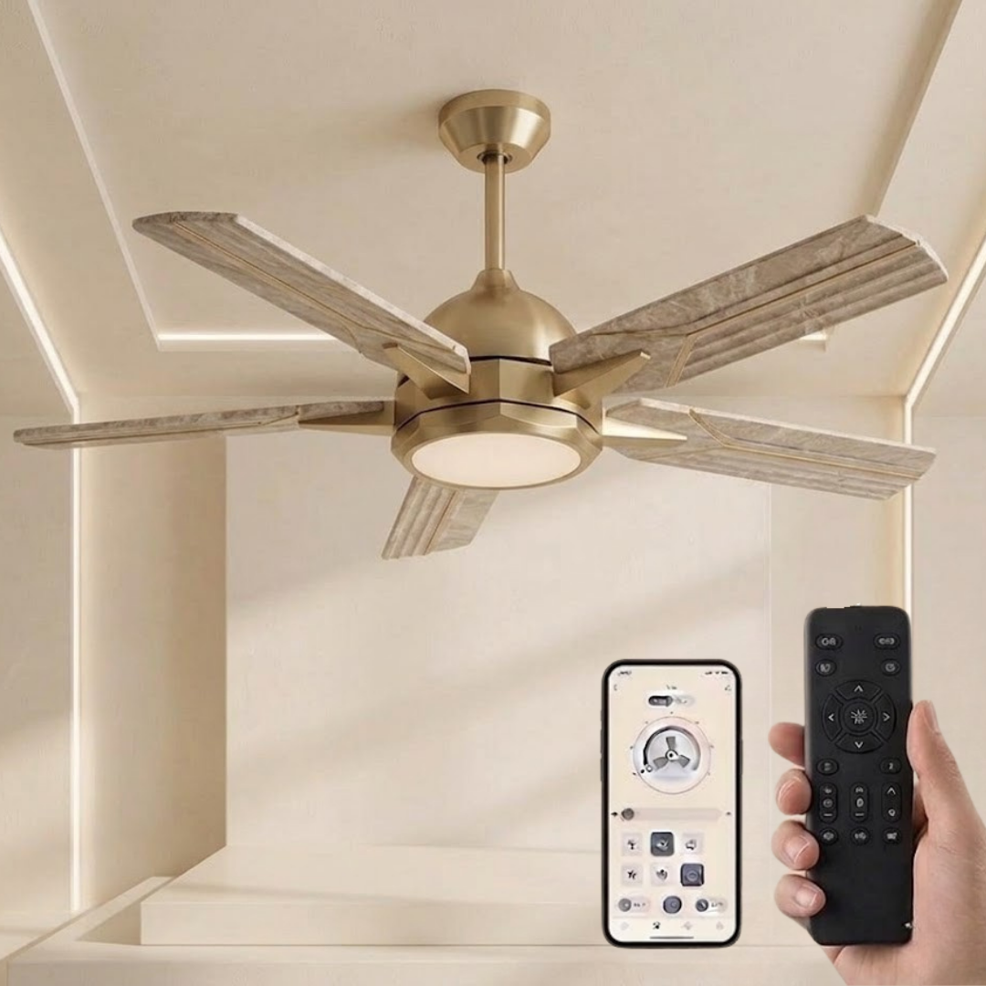 52-in Flush Mount Ceiling Fan with LED Light, Remote, App Control