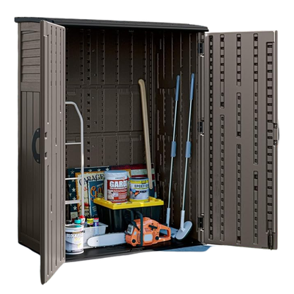 54 Cu Ft Vertical Resin Outdoor Storage Shed with Double Doors